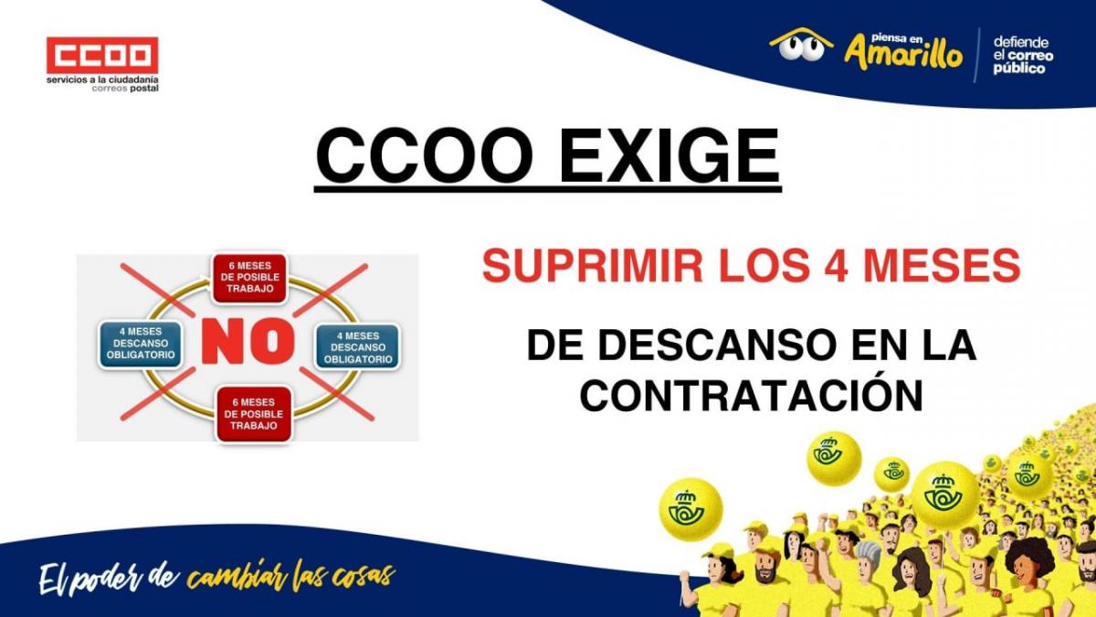 CCOO exige suprimir los cuatro meses de descanso en la contratacin
