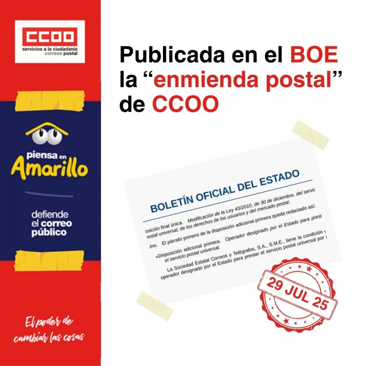 29J: publicada en el BOE la enmienda postal de CCOO