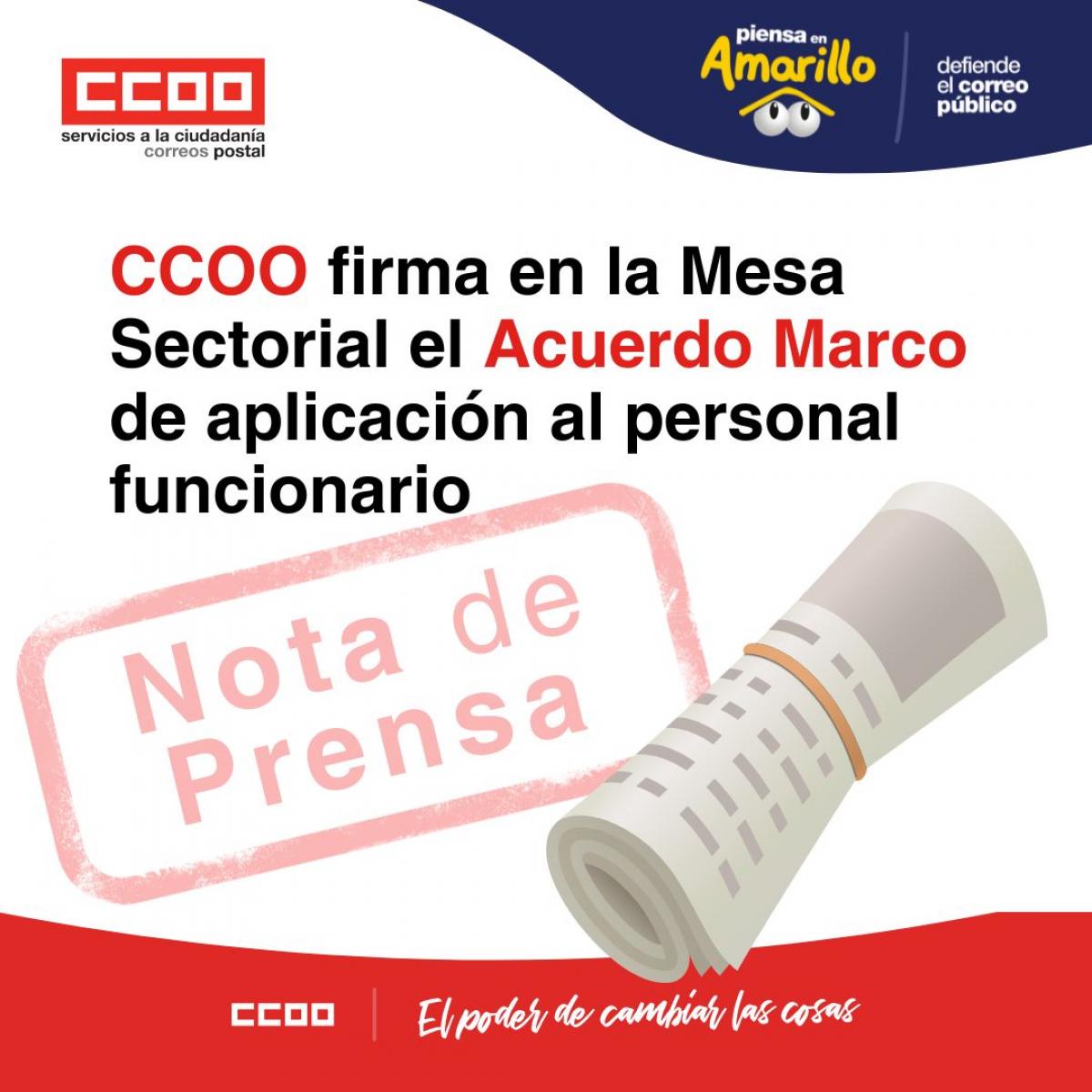 CCOO firma en la Mesa Sectorial el Acuerdo Marco de aplicacin al personal funcionario, que incluye las 35 horas, salidas anticipadas, mejoras en las condiciones laborales e incrementos retributivos