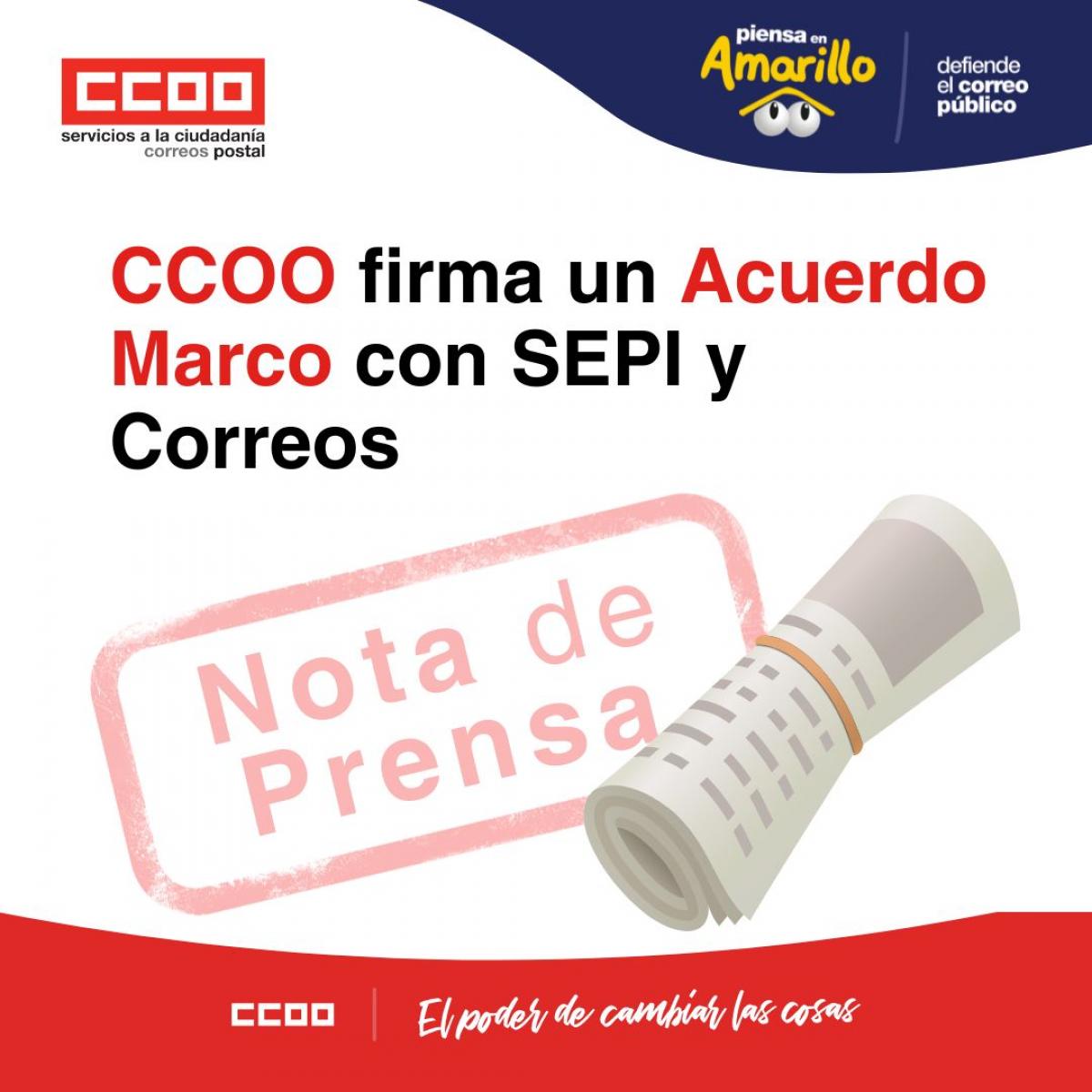 CCOO firma un Acuerdo Marco con SEPI y Correos para implantar la jornada de 35 horas, incrementos retributivos y medidas de flexibilidad voluntaria y remunerada, as como un Plan de Salidas y entradas (2024-2028) destinado a rejuvenecer la plantilla