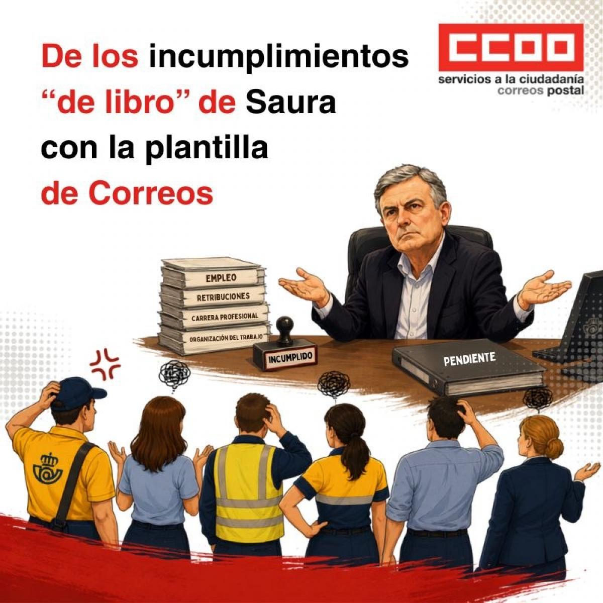 De los incumplimientos "de libro" de Saura con la plantilla de Correos