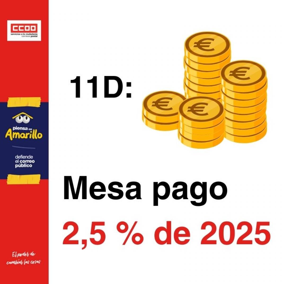 A exigencia de CCOO, el jueves 11 mesa para el pago del 2,5% de 2025