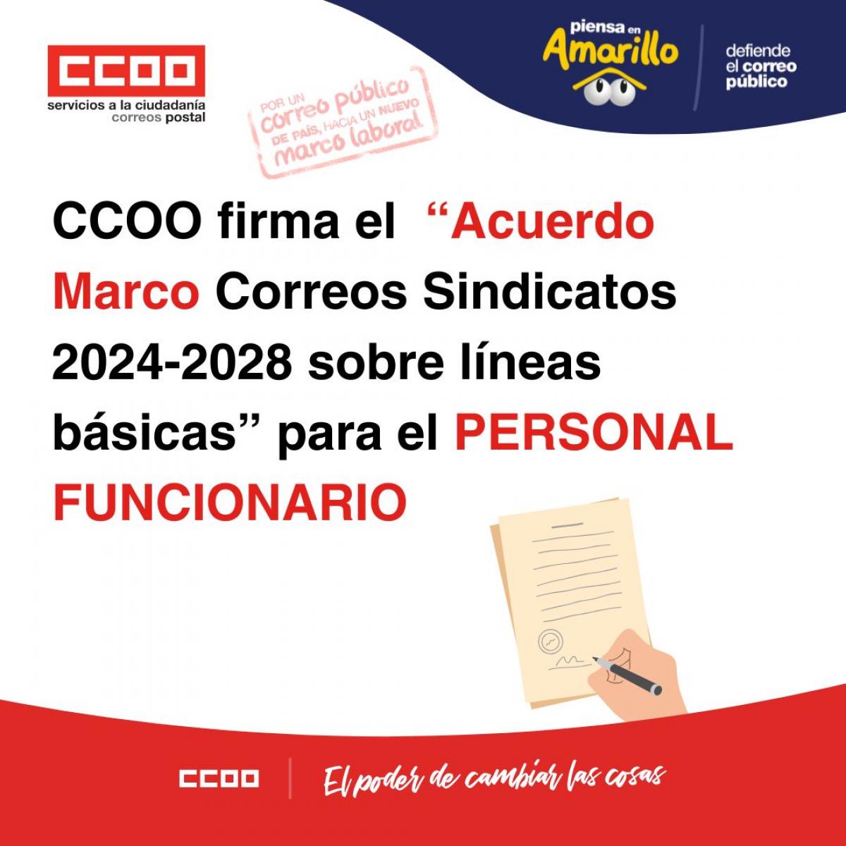 CCOO firma el Acuerdo Marco Correos sindicatos 2024-2028 sobre lneas bsicas