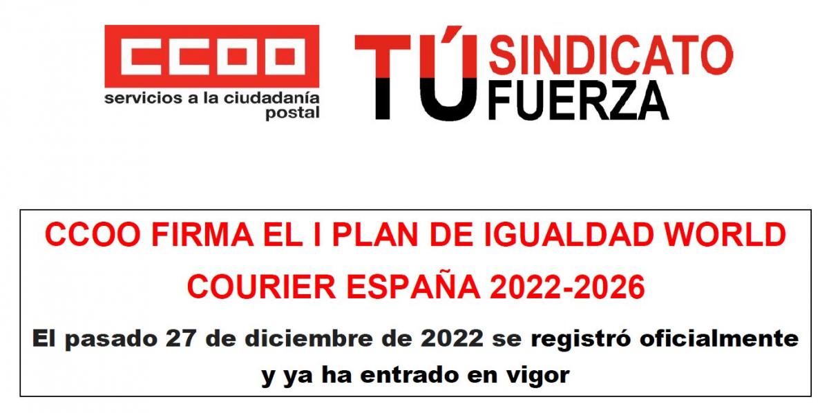 CCOO firma el I Plan de Igualdad World Courier España 2022-2026