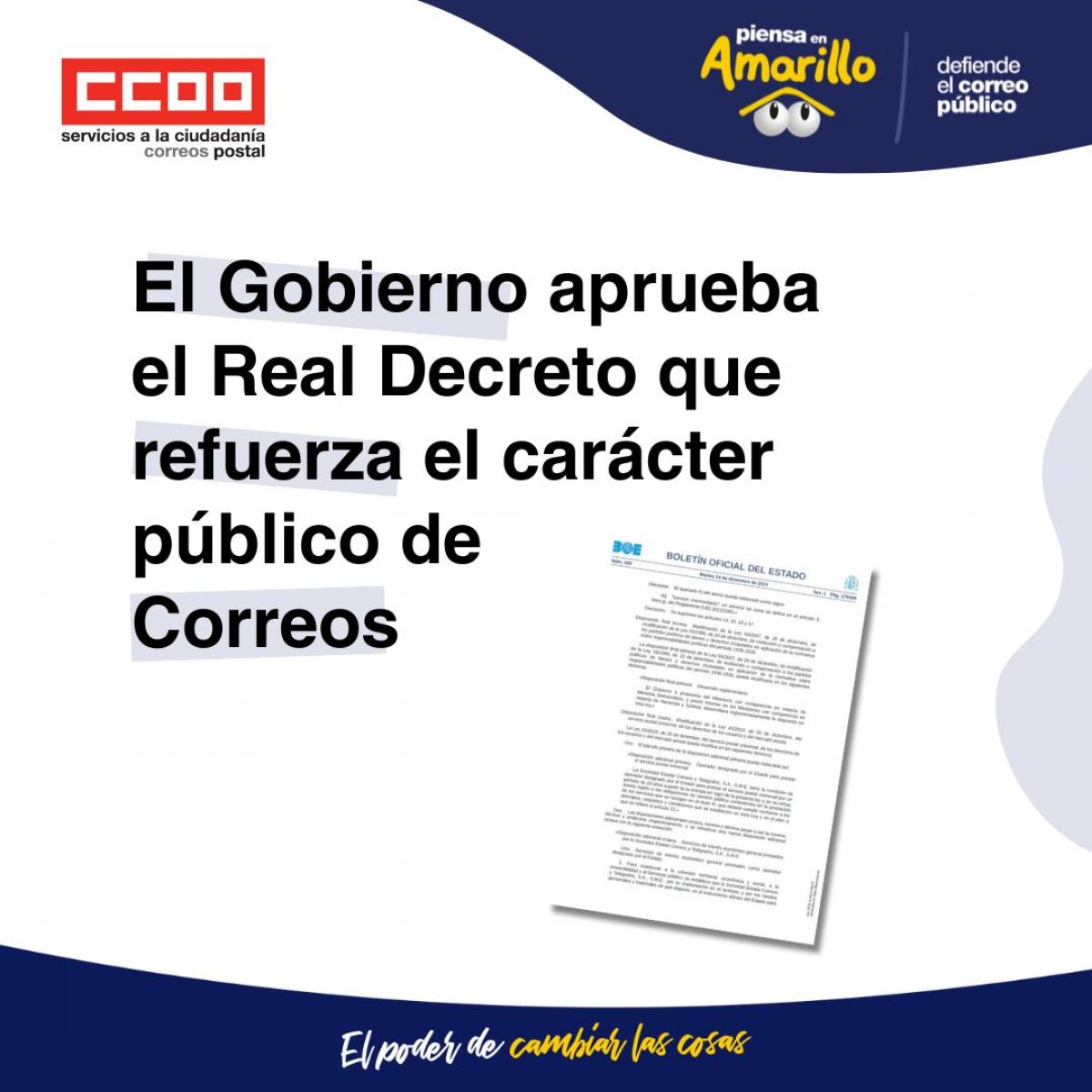 El Gobierno aprueba el Real Decreto que refuerza el carcter pblico de Correos y le da estabilidad financiera