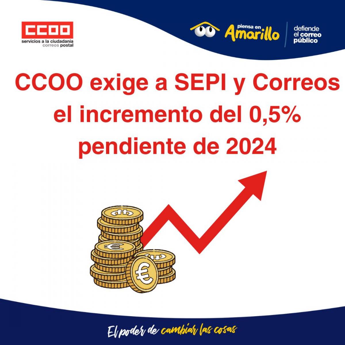 CCOO exige a SEPI y Correos la aplicacin inmediata del incremento salarial del 0,5% adicional pendiente de 2024